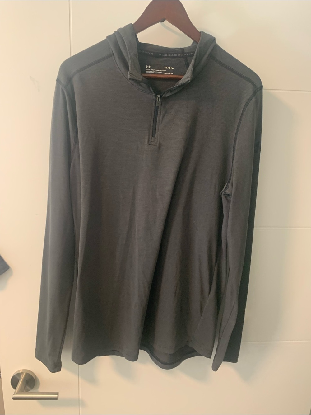 4/$20 Under Armour Men’s Long-Sleeve 1/4 Zip Hooded Pullover - Dark Gray A15